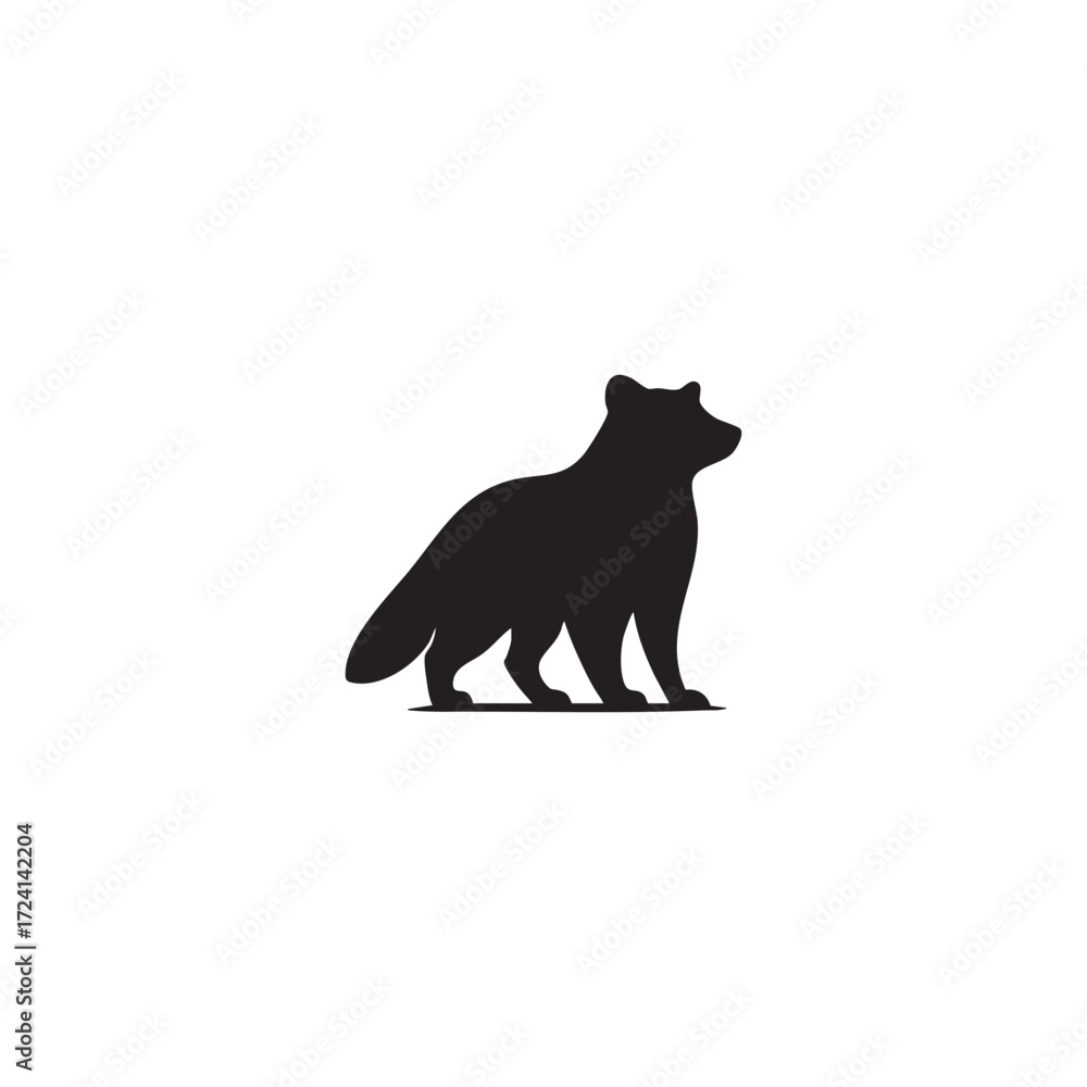 Fototapeta premium simple raccoon silhouette in black