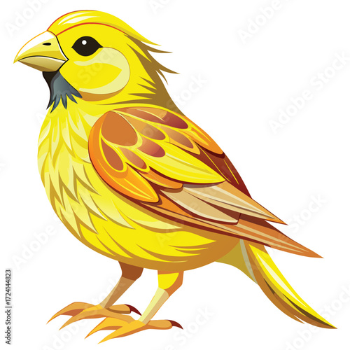 Colorful Canary Bird Vector Illustration for Nature and Wildlife Conservation, Isolated on White Background

