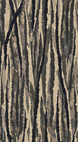 Seamless camouflage pattern with bark texture for hunting and outdoor apparel