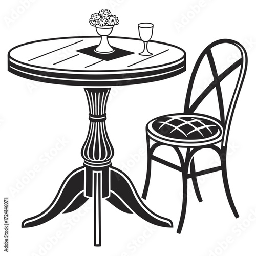 restaurant table and chairs