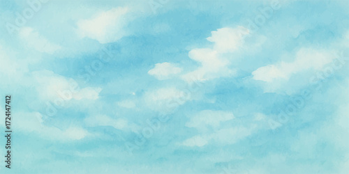 Beautiful white fluffy clouds dot a bright blue summer sky, creating a clear and natural atmosphere
