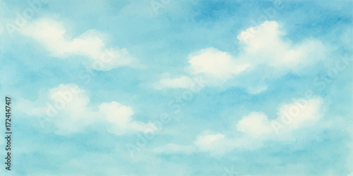 A vibrant blue sky dotted with fluffy white clouds, representing a beautiful and clear day with a sense of freedom