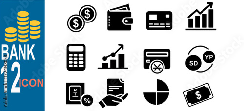 Simple Bank Icons Set for Financial Applications