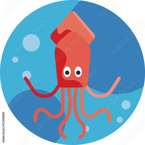 A marine animal with tentacles, known for swimming swiftly and squirting ink.