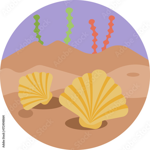 A seashell found along the shore, often used as a symbol of the ocean.