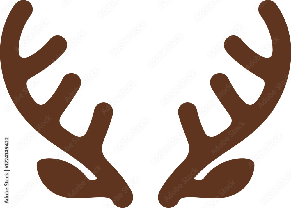 Fototapeta premium Illustration of two brown reindeer antlers isolated on a white background