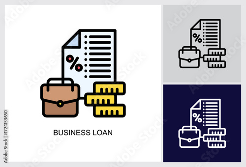 Business Loan icon Multi Style Vector Illustration 