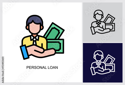 Personal Loan icon Multi Style Vector Illustration 