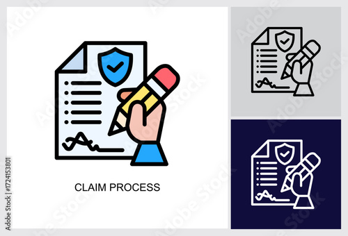Claim Process icon Multi Style Vector Illustration 