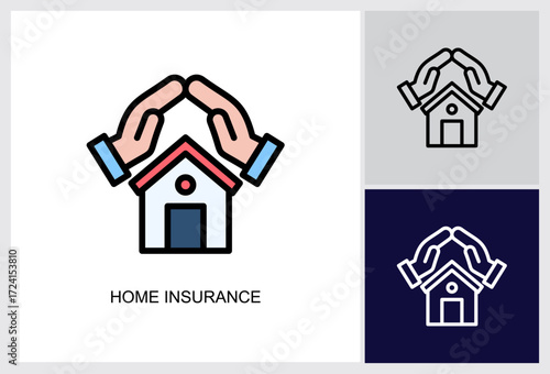 Home Insurance icon Multi Style Vector Illustration 