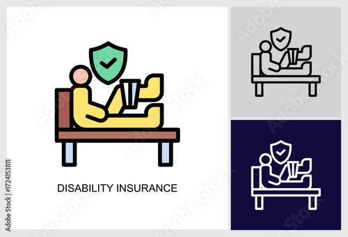 Disability Insurance icon Multi Style Vector Illustration 