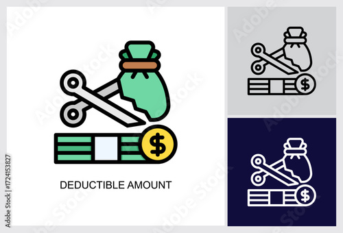 Deductible Amount icon Multi Style Vector Illustration 