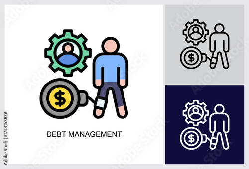 Debt Management icon Multi Style Vector Illustration 