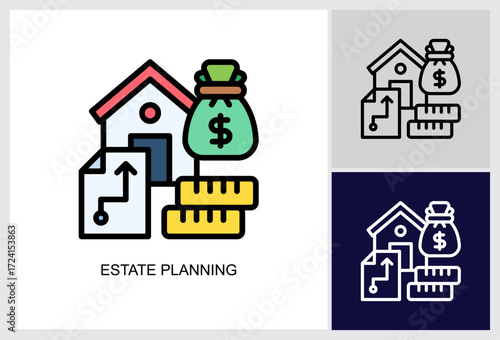 Estate Planning icon Multi Style Vector Illustration 
