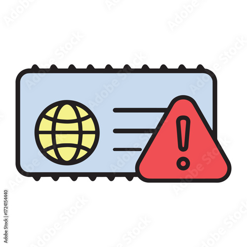 Network Security Alert Globe with Exclamation Point, Warning of Potential Online Threats