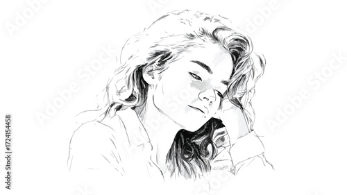 Detailed Pencil Drawing of a Person with Vector Outline