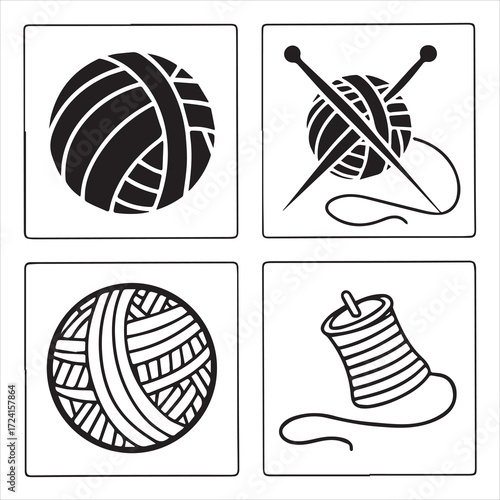 Yarn icons set 