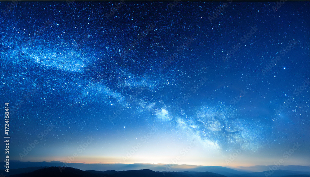 Fototapeta premium Full Blue With Star At Dark Night Sky Background