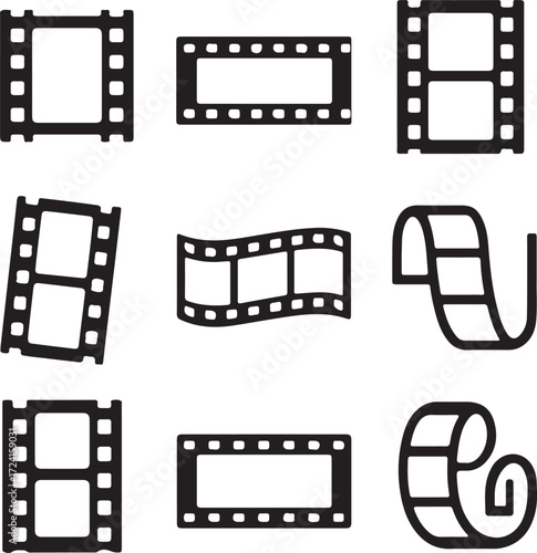 Film Strip Icons In Various Shapes And Forms movie cinema
