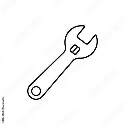 Outline drawing of a wrench on transparent background