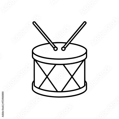 Outline drawing of a drumset on transparent background