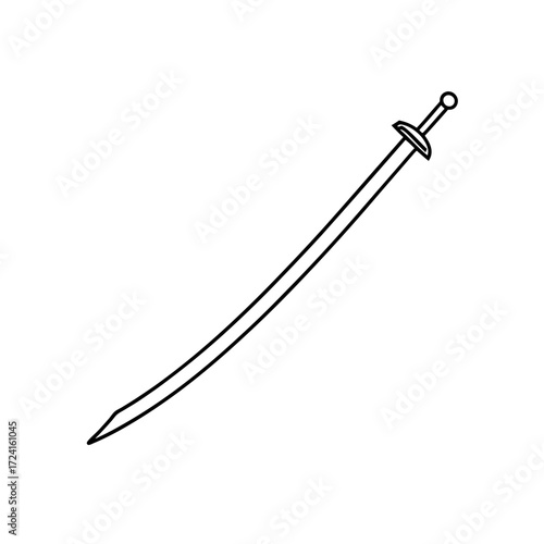 Outline drawing of a sword on transparent background