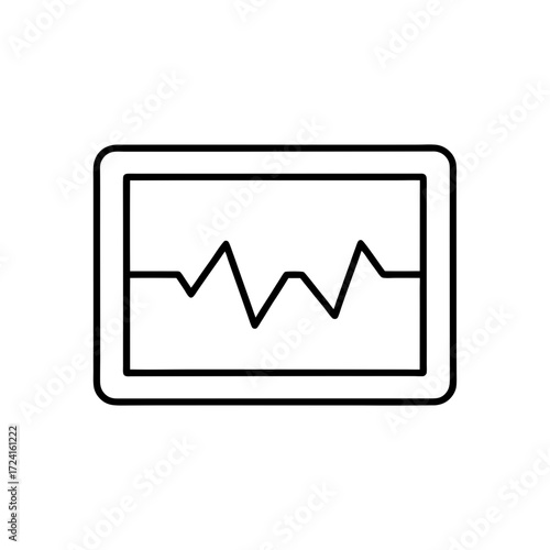 Monitor showing a heart rhythm on transparent background