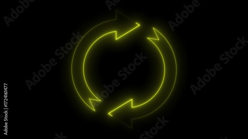 Loop animation of Cycle diagram icon made of 2 arrows on black background