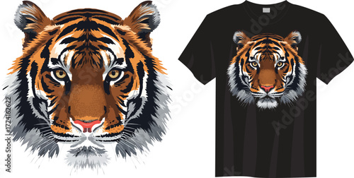 ROYAL BENGAL TIGER - Crazy Tiger face T-shirt design 