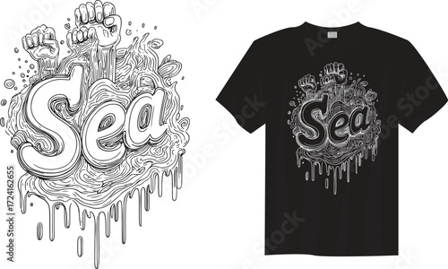 SEA – Minimal typography design inspired by the ocean. Perfect for marine life awareness, beach vibes, ocean conservation, travel, adventure, and nature lovers who care for the blue planet.
