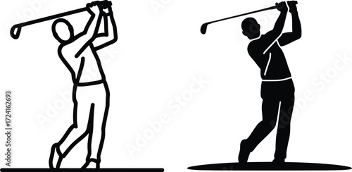 Golf player swinging