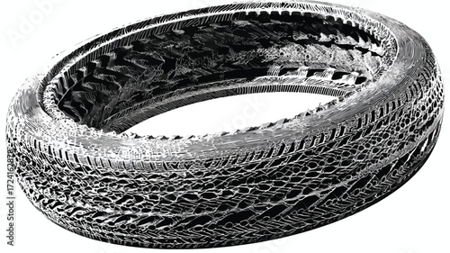 Detailed Textured Tire Track Design Vector Print for Professional Use