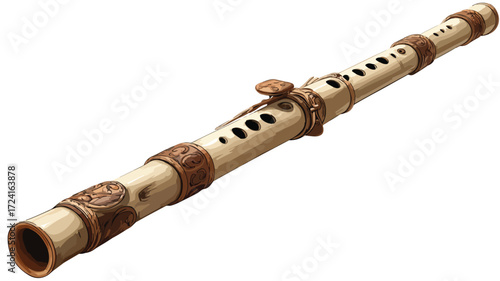 Exquisite Bamboo Flute Vector Design for Musical Instrument Illustration