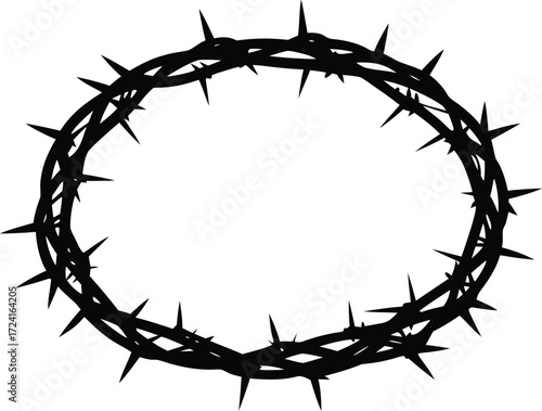 crown of thorns holy symbol vector, crucifixion thorn silhouette illustration

