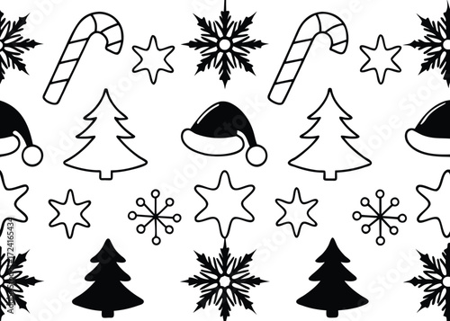 Christmas Design Elements: Black & White Festive Pattern