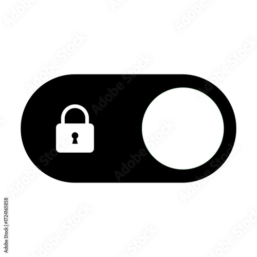 On Off toggle switch buttons. lock icon security symbol - locked, unlock icon button