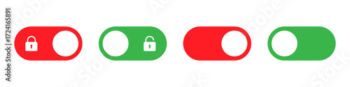 On Off toggle switch buttons. lock icon security symbol - locked, unlock icon button