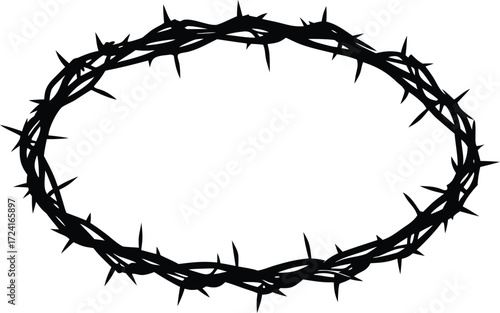 crown of thorns passion icon vector, easter cross symbol illustration
