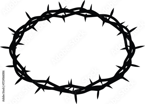 crown of thorns passion icon vector, easter cross symbol illustration
