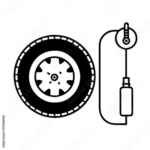 Vector art of icon illustration of a tire pressure gauge with a tire for your project