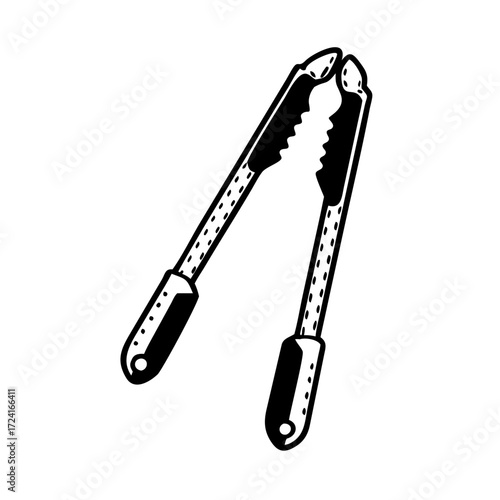 Vector art of tongs, a tool used for gripping and lifting objects, especially in cooking