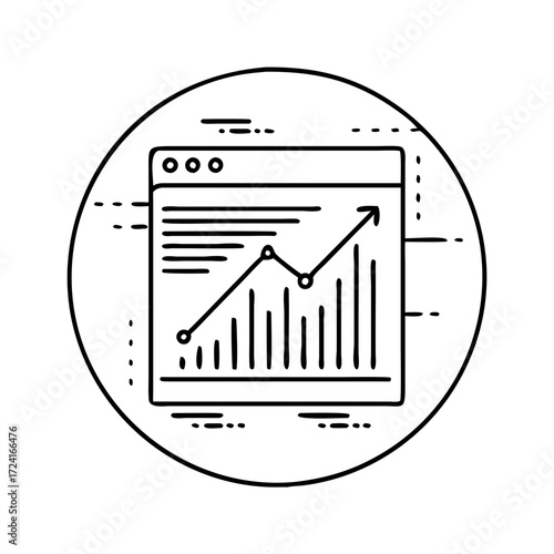 Vector art of line art illustration of a business graph showing growth