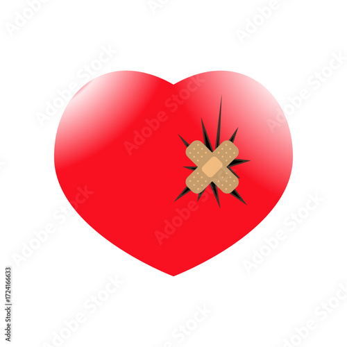 broken heart isolated on white background