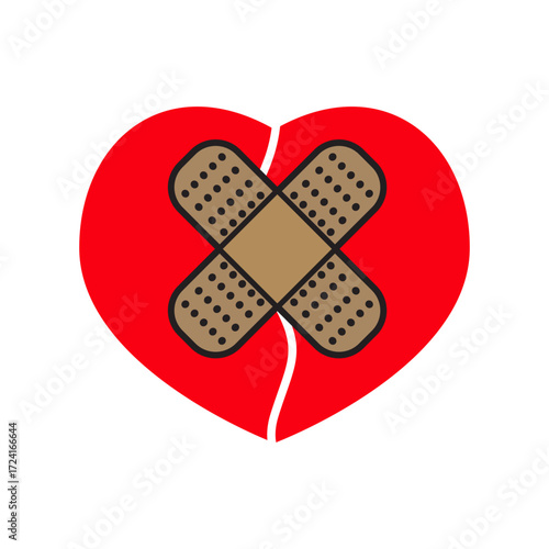 broken heart with plaster
