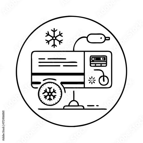 Vector art of air conditioner icon climate control system with snowflake and temperature