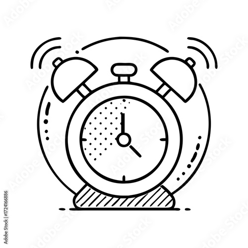 Vector art of alarm clock ringing to wake up in the morning, time to start the day