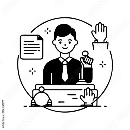 Vector art of oath icon, symbolizing commitment, honesty, and integrity in legal proceedings