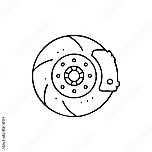 Vector art of brake disc represents automotive engineering and vehicle maintenance