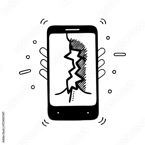 Vector art of broken smartphone damaged mobile phone with cracked screen repair service