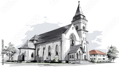Sacred Church Vector Art for Spiritual Designs and Religious Projects